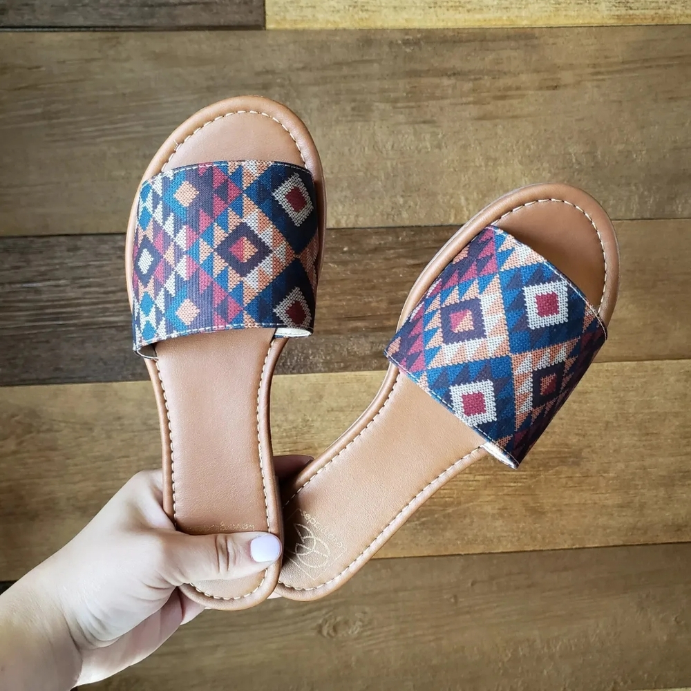 Aztec slide sandals NEW